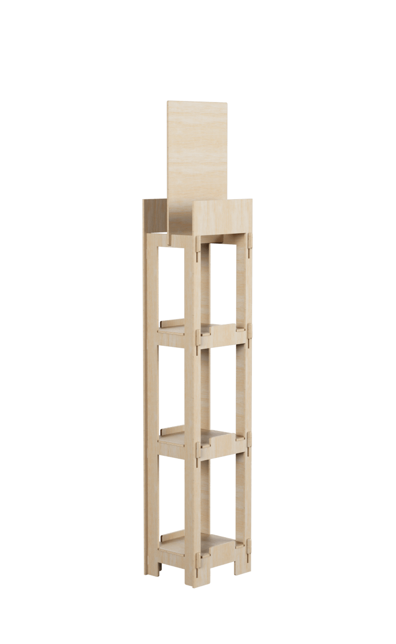 Narrow wooden shelf with 3 shelves