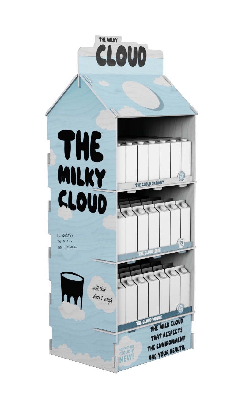 Fully customisable E290 milk-shaped shelf