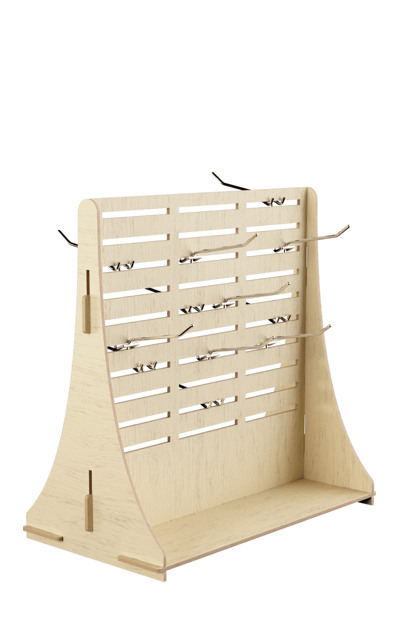 EB107 - Interlocking wooden cabinet, minimal and with hooks on both sides.