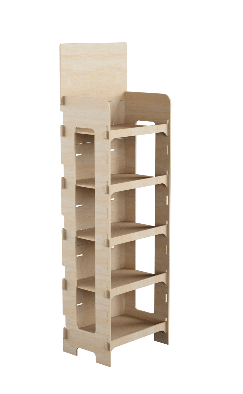 e307 - Interlocking shelf in natural pine wood with height adjustable shelves